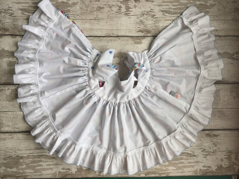 Children print cotton dress flutter sleeves ruffle pinafore dress blue printed dress girls toddler baby dress crossover dress easy fastening