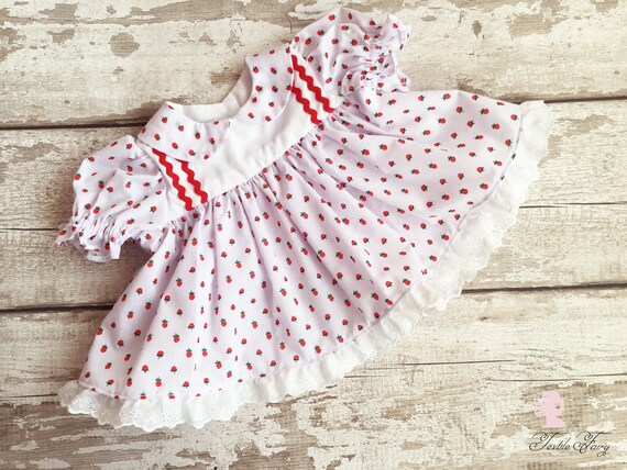 red and white frock for baby