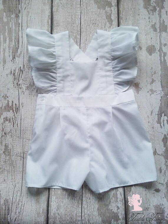 White baby romper Ruffle romper Baby girl romper Toddler Etsy