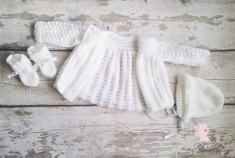 Baby knitwear set Baby Cardigan booties and hat Knitted baby Etsy