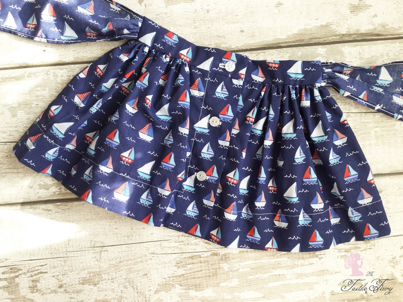 Nautical girls baby skirt Navy blue Children/'s skirt Boat print Bow skirt Gathered skirt Childrens clothes Handmade skirt from age 6 months