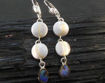 Hanging earrings with boulder opal, long, elegant