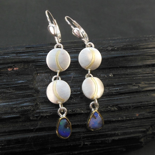 Hanging earrings with boulder opal, long, elegant