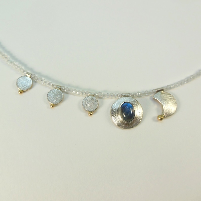 Necklace with moonstone, asymmetrical image 1