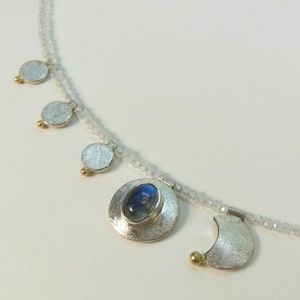 Necklace with moonstone, asymmetrical image 2