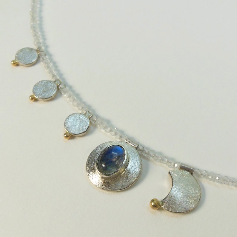 Necklace with moonstone, asymmetrical image 2