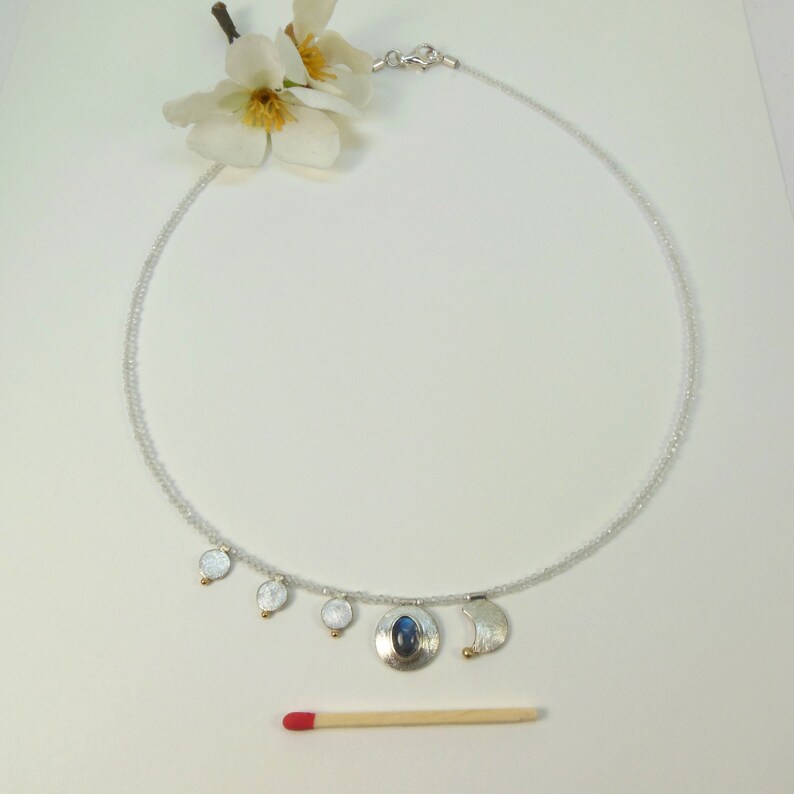 Necklace with moonstone, asymmetrical image 5
