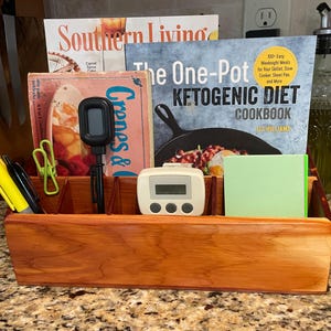 Organizador de mesa de madeira de cedro, escritório, cozinha, armazenamento, mesa, presente