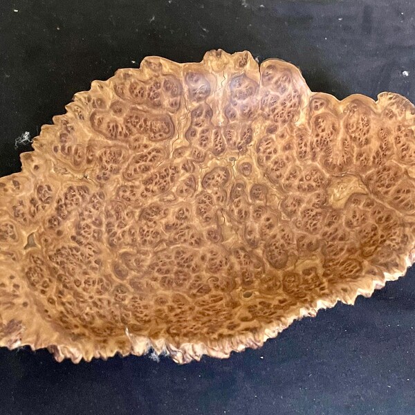 Live Edge Brown Mallee Burl Bowl, Hand Carved Art Sculpture hostess gift candy bowl