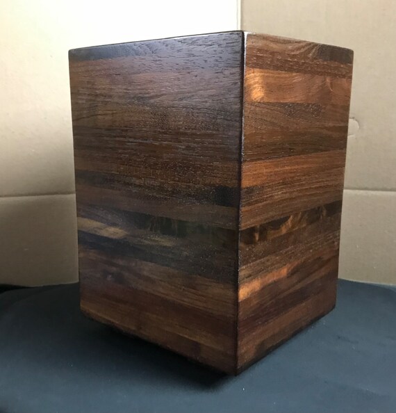 Trash Waste Garbage Bin Basket Can Peruvian Walnut Wood Etsy