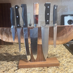 Knife holder magnetic Figured Black Walnut 19 long x 10 tall X 3 wide 001-225