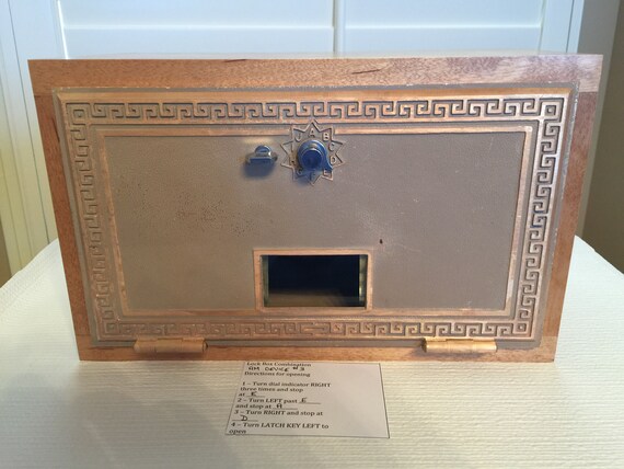 1961 American Device Post Office Door Aged Cherry Watch Safe Bank