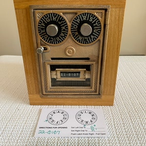 1950&#39;s Corbin Double Dial Post Office Door From GA Tech - Bank, Safe - Alder - Watco Dark Walnut Danish Oil Stain