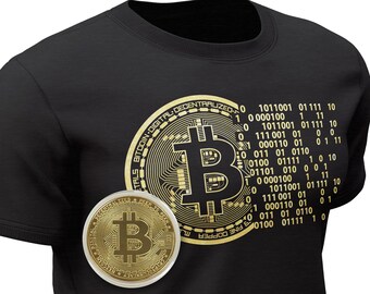 Gold Foil Bitcoin T-Shirt Crypto Trader Gift Detroit Made Graphic Tee Unisex