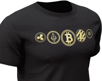 Ripple Ethereum Bitcoin Cardano Litecoin T-Shirt For Crypto Currency Traders, Miners, and Investors