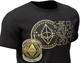 Ethereum T-Shirt: Gold Foil Crypto Trader Tee & Coin