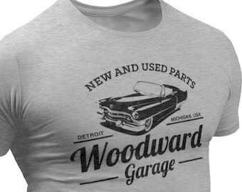 Detroit Woodward Garage T-Shirt: Classic Automotive Graphic Tee Michigan Souvenir Unisex Shirt