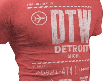 DTW Detroit Airport T-Shirt Michigan Souvenir Travel Graphic Tee Detroit Rebels Unisex Shirt