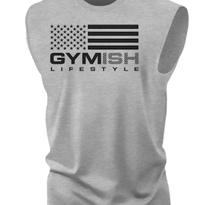 074. Gymish Flag Workout Muscle Tank Top for Men