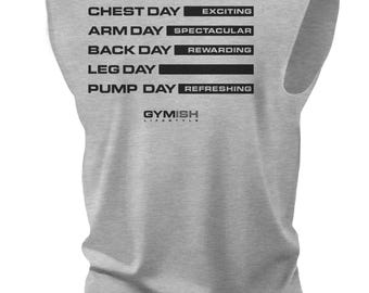 054. GYM DAYS Funny Motivational Workout Muscle Tank Top Men Sleeveless Fitness Gym Shirt
