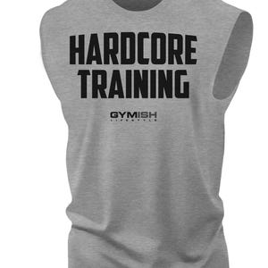 080. HARDCORE TRAINING Workout Muscle Tank Top for Men