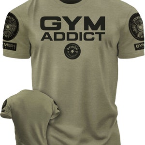 040. GYM-ADDICT Funny Motivational Workout Gym T-Shirt for Men