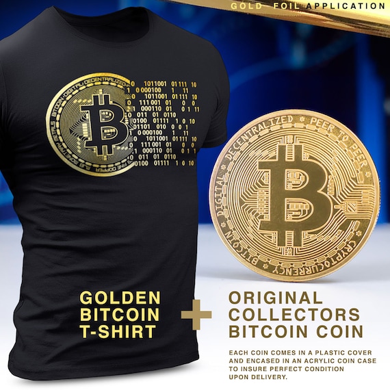Gold Foil Bitcoin T-shirt Crypto Trader Gift Detroit Made Graphic