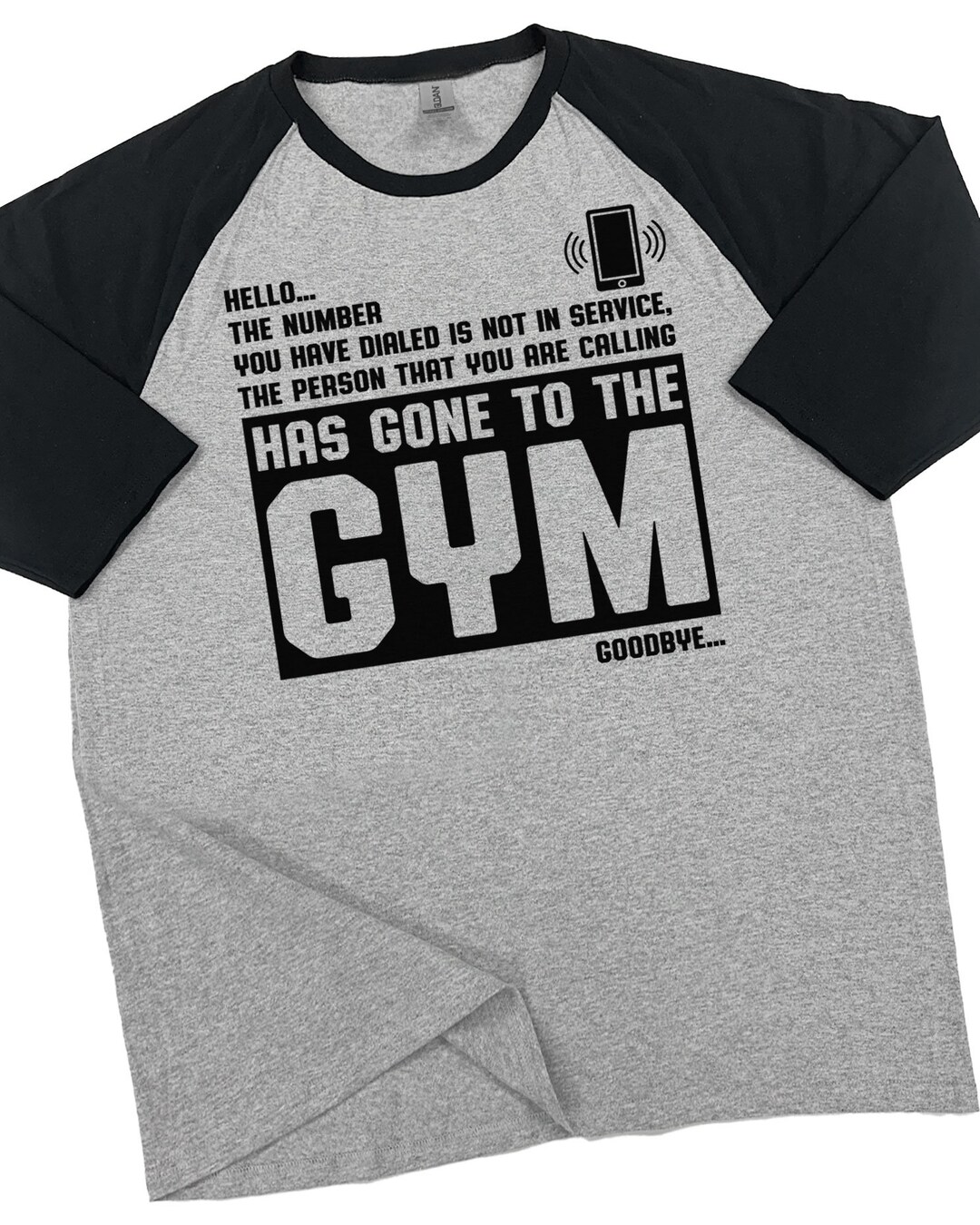 059. RAGLAN Hello... Goodbye Gym T-shirt for Men Funny Motivational ...