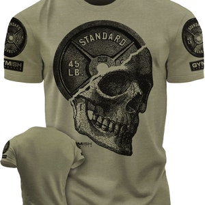 Skull Plate Gym Shirt, Work Out Deadlift Skull T-Shirt for Men