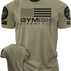 074. Gymish Flag Funny Workout Gym T-Shirt for Men