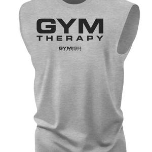 055. GYM THERAPY Funny Workout Muscle Tank Top for Men