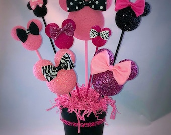 Décoration de fête inspirée de Minnie Mouse, pièce maîtresse inspirée de Minnie Mouse, fête de Minnie, décorations roses de Minnie Mouse