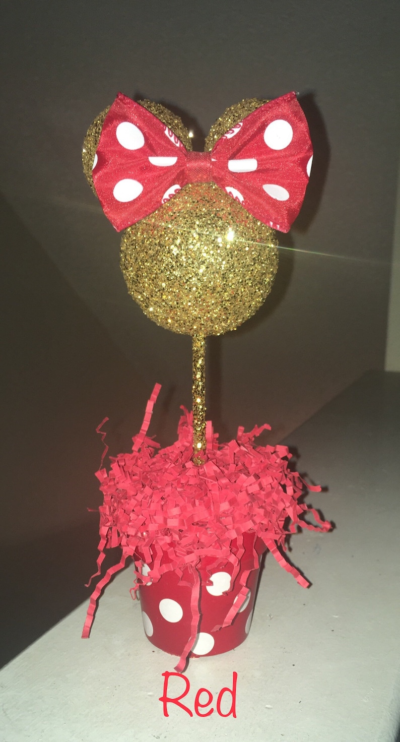 Pink and Gold Glitter Minnie Mouse Inspired Centerpiece Etsy