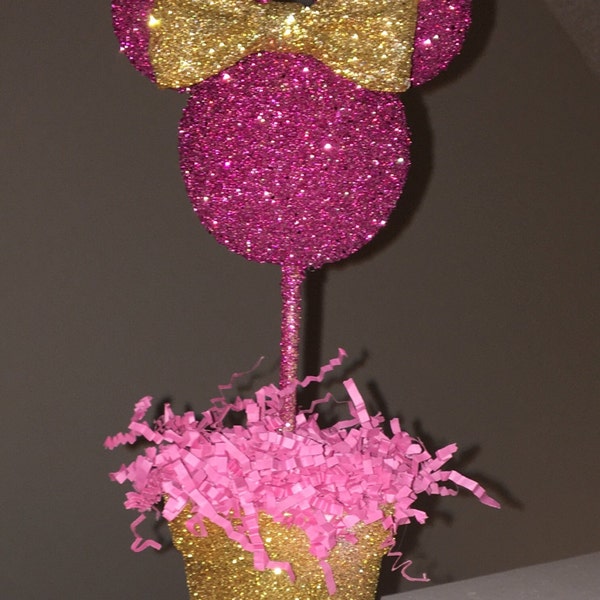 Minnie Mouse inspired Centerpiece, Hot Pink Glitter Minnie Birthday, Minnie party decoration, Minnie Mouse baby shower