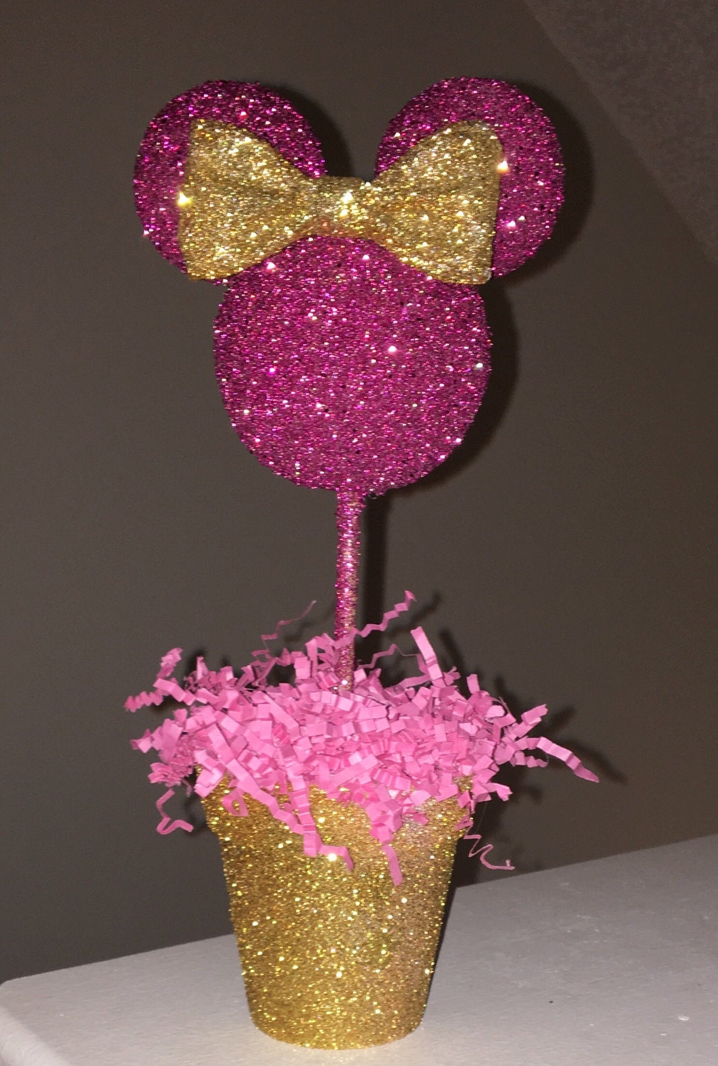 Minnie Mouse inspired Centerpiece Hot Pink Glitter Minnie Birthday Minnie party decoration Minnie Mouse baby shower