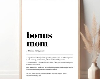 Bonus Mom Definition Print, Step Mom Gift, Mother's Day Gift for Stepmother, Blended Family Wall Art