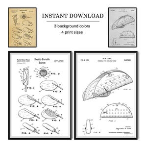 Tacos & Burrito Patent Prints, Taco Poster, Kitchen Wall Decor