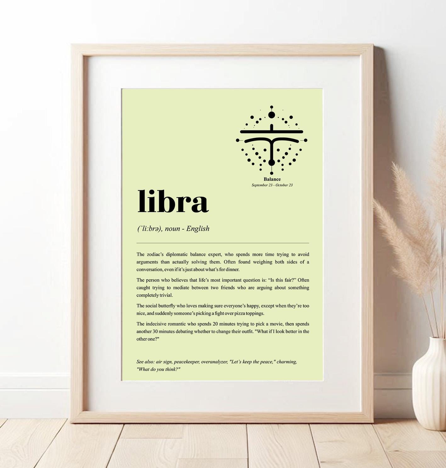 Libra Definition Print, Funny Zodiac Gift, Minimalist Astrology