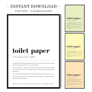 Toilet Paper Definition Print | Toilet Decor | Bathroom Wall Art