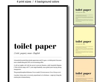 Toilet Paper Definition Print | Toilet Decor | Bathroom Wall Art
