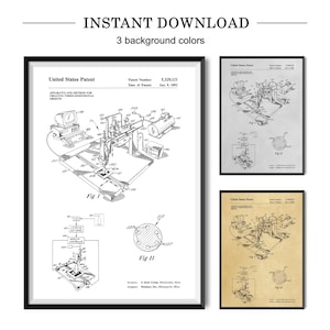 May include: A black and white patent drawing for a 3D printing apparatus and method. The drawing shows a machine with a computer, a nozzle, and a platform. The patent number is 5,329,121 and the date of patent is June 9, 1992.