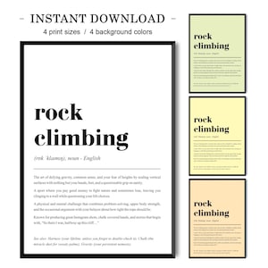 Climbing Definition Print | Rock Climbing Wall Art Gift