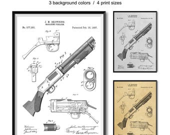Kunstdruck von Revolver & Rifle Patent - Vintage Schusswaffen Dekor