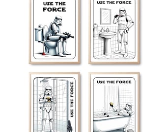 Verwenden Sie die Kraft Badezimmer Schild | Lustiges Toiletten-Türschild für Toilette | 4er-Set | Sturmtruppler
