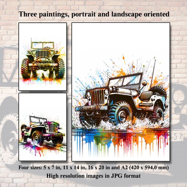 Willys Jeep Poster, Set of 3 Print, Willys Poster, Jeep Wall Decor, Jeep Wall Print, Man Cave Decor, Man Cave Wall Decor, Jeep Lover Gift