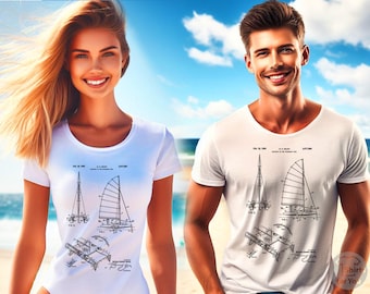 Catamaran Voilier Patent T Shirt, Chemise de voilier, T-shirt de voilier, Chemise nautique, T-shirt nautique, Chemise de voile, Cadeau de voile, Brevet