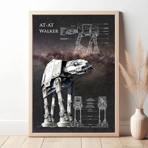 AT-AT Walker Blueprint Poster | Sci-Fi Technische Zeichnung Wandkunst | Druckbare digitale Datei