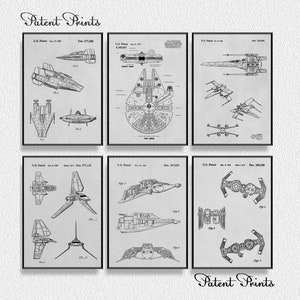 StarWars Patent Set of 6 | StarWars Prints & Decor | Millennium Falcon
