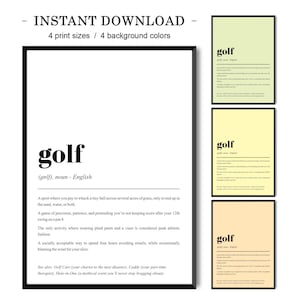 Golf Definition Print | Golf Wall Art, Golfer Gift Poster
