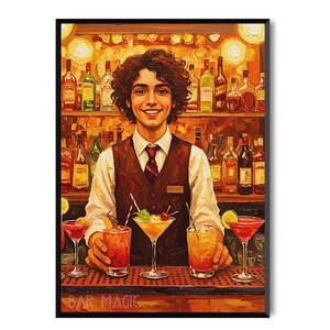 バーマジックヴィンテージプリント | バーカート壁装飾 | バー印刷可能アート | 01